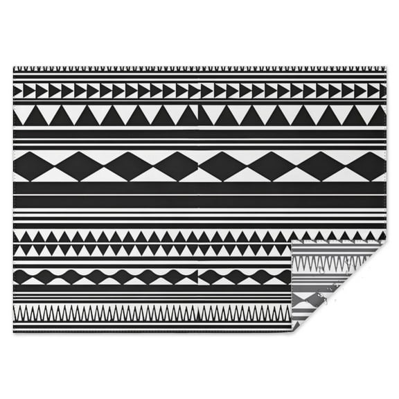 Black White Ethnic Pattern Rectangle Tablecloth 60"x84",Waterproof Polyester Rectangle Table Cloth, Wipeable Spillproof Polyester Tablecloth for Dining, Camping, Indoor and Outdoor