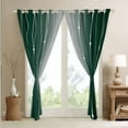 thumbnail image 3 of Green and Grey Gradient Curtains & Drapes Aesthetic Ombre 30%-50% Blackout Curtains, Emerald Watercolor Curtains Geometric Wave Window Drapes, Abstract Lines Black Out Curtains, 3 of 5