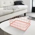 thumbnail image 2 of Desktop Metal Storage Basket Box Iron Grid Tray Net Bins Rose Gold Fruit, 2 of 7