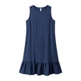 thumbnail image 6 of Nfurl Womens Sleeveless Nightgown Summer Casual Crewneck Ruffle Hem House Dresses Ladies Nightgowns Sleeping Shirts Comfy Sleepwear Navy,L, 6 of 7