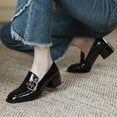 thumbnail image 4 of YDN Women Square Toe Strap Buckle Loafers Slip On Block Low Heel Pumps Retro Daily Wear Shoes Size 12 Black, 4 of 4