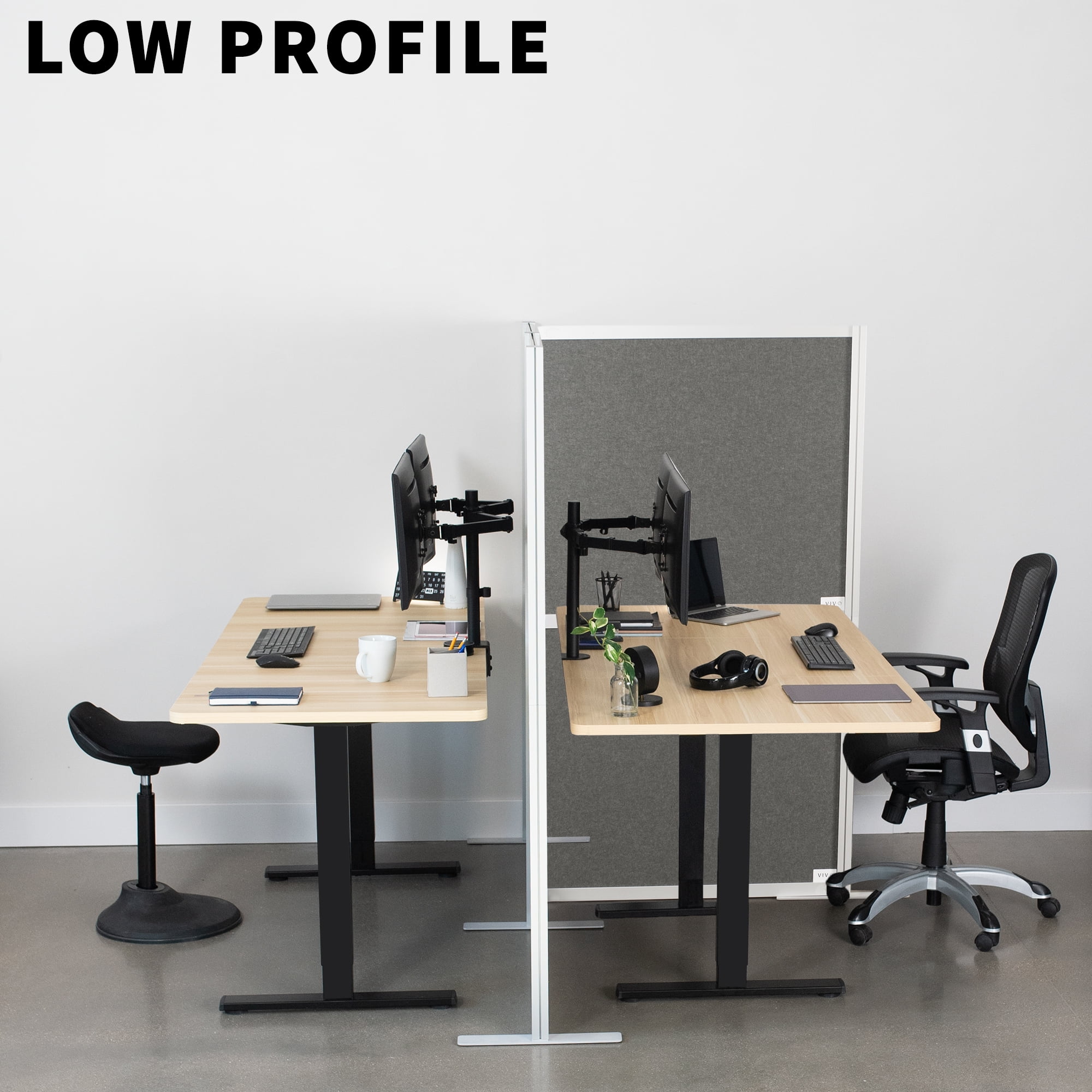 VIVO L-Shaped Modular Wall System, 3 PET Panels, Modern Office Cubicle Dividers