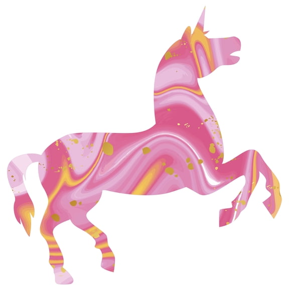 Rainbow Colored Unicorn Silhouette Vinyl Decoration Legendary Creature Design 25" x 25" Easy To Apply Kids Bedroom Nursery Wall Decal - Home Living Room Horse Animal Multicolored Wall Sticker