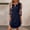 Dark Blue women boho mini dress a1, variant on Women's Round Neck 3/4 Sleeve Embroidered Mini Dress Casual Boho Floral Party Dresses for Summer Outfits, Dark Blue L
