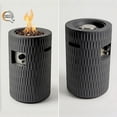 thumbnail image 3 of Atumcto 40,000 BTU Propane Fire Pit Column, 16.5" Round Concrete Outdoor Fire Pit with Lava Rocks and Cover for Patio, Backyard, Medium Gray, 3 of 13
