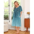 thumbnail image 3 of Oudiya Womens House Dress Short Sleeve Mumu Dress Floral Print Nightgown with Pockets, S-4XL, 3 of 6
