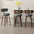 thumbnail image 2 of ANMINY Bar Stools Set of 3 360° Swivel with Back and Round Seat PU Leather Barstools 29" Bar Height Upholstered Bar Chairs Island Stools for Kitchen Counter, 2 of 9