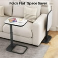 thumbnail image 6 of TV Tray Table, Adjustable Height & Rounded Metal Corners, Snack Table for Couch, Sofa, Bed, Chair, Living Room, C Shaped End Side Table for Eating, Dinner or Laptop, Small Spaces, White, 6 of 17