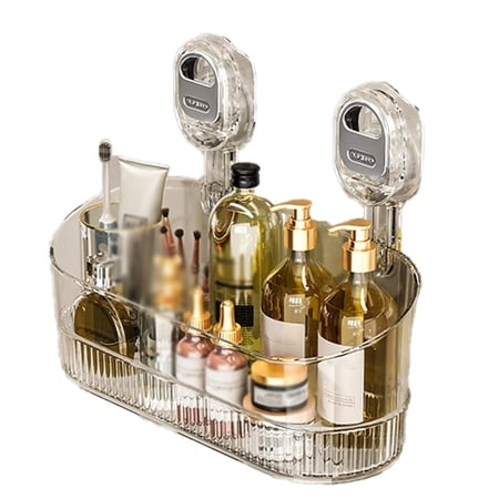 Shower Caddy No-Drill Bathroom Suction Storage Box Bathroom Suction Cup Storage Rack Large Capacity Glacier Pattern Suction Cup Shower Caddy heavy duty Hanging Mount Bathroom Storage Shelf