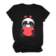 thumbnail image 4 of Camiseta estampada de manga corta con estampado de animales para mujer, cuello redondo, informal, suelta, blusas, camisas, túnicas Pompotops hkajfhjk462442, 4 of 5