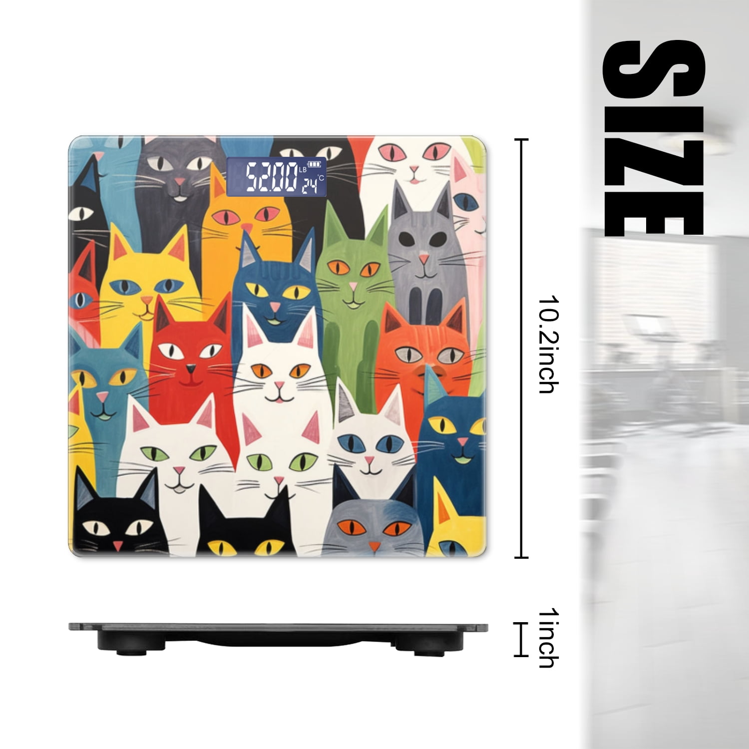 Bathroom Scale, Highly Accurate Digital Body Scale,Precisely Measures Weight up to 400 lbs-Large Group Of Cats With Different Eyes And Ears
