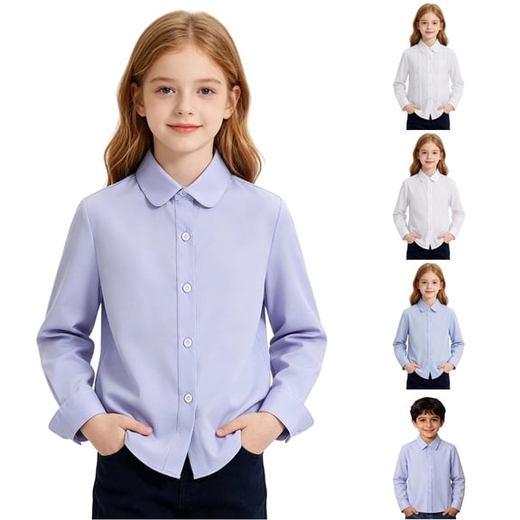 Bigetiay Boys Long Sleeve Dress Shirt Youth Formal Performance for School Stage Events, Size 13-14 Years