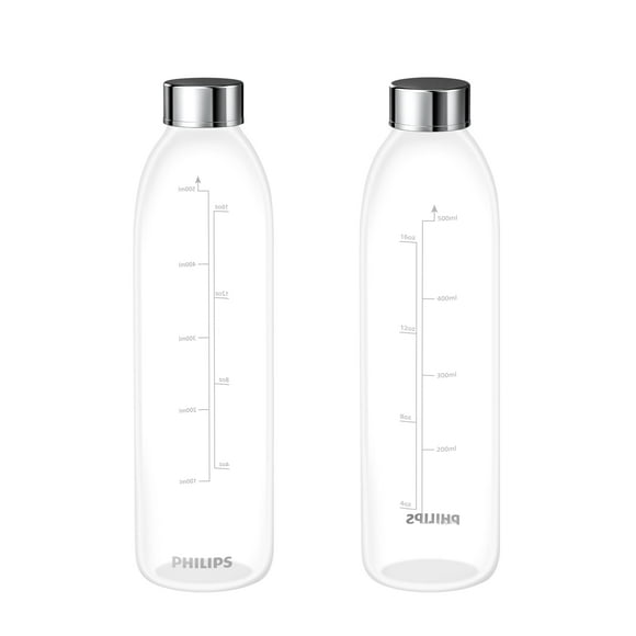 Dispensador de filtro de agua PHILIPS ADD5930, botella de vidrio de 500 ml, paquete de 2
