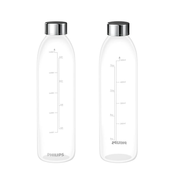 Dispensador de filtro de agua PHILIPS ADD5930, botella de vidrio de 500 ml, paquete de 2