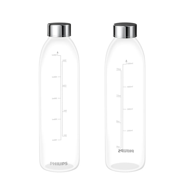 Dispensador de filtro de agua PHILIPS ADD5930, botella de vidrio de 500 ml, paquete de 2