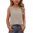thumbnail image 2 of QIUOMBBP Loose Fit Casual Tank Tops for Girls Trendy Sleeveless Crewneck Summer Tanks Beach Vacation Cooling Blouses Khaki 4 Years, 2 of 9