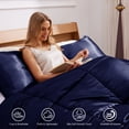 thumbnail image 4 of Whale Flotilla 3-Piece Reversible Silky Soft Queen Size Comforter Bedding Set, Luxurious Satin Comforters with 2 Satin Pillowcases, Lightweight Duvet for All Seasons, Navy, 4 of 9