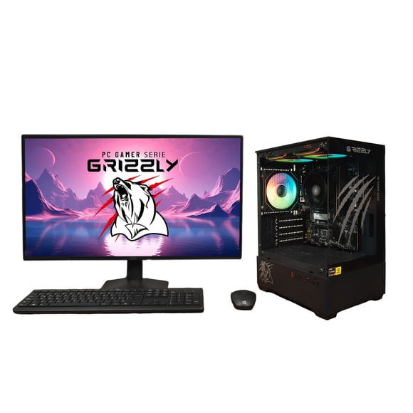 PC gamer grizzly amd ryzen 5 8500g 3.5ghz 32gb m.2 1tb monitor 27" kit teclado y mouse wifi bt pg-amd097
