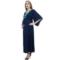 thumbnail image 4 of Bimba Women's Kimono Sleeve Embroidered Blue Drawstring Waist Maternity Dress - 6, 4 of 6