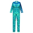 thumbnail image 3 of Zaldita Kids Girls One Piece Unitards Long Sleeve Turtleneck Unitard Fish Scale Full Body Catsuit Teal 145-150/L, 3 of 7