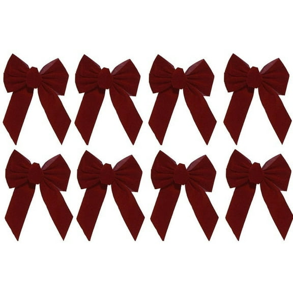 Holiday Trim 7822 10" x 13" x 3" 5 Loop Burgundy Velvet Holiday Christmas Bow - Quantity of 8
