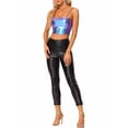 thumbnail image 2 of INSPIRE CHIC Women's Spaghetti Strap Sleeveless Party Sparkly Shiny Metallic Crop Cami Tops XS Blue Purple, 2 of 6