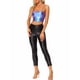 thumbnail image 2 of INSPIRAR CHIC Blusas sin mangas de tirantes para mujeres, crop top metálico brillante y reluciente, talla XL, azul púrpura, 2 of 6