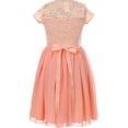 thumbnail image 2 of Flower Girl Dress Lovely with Floral Lace Chiffon Skirt for Big Girl Peach 12 JK20.53S, 2 of 3