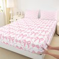thumbnail image 3 of Manfei Cute Bow Queen Sheet Sets,Lovely Bow Knot Flat Sheet,Girl Pink Bowtie Queen Fitted Sheet For Princess,Breathable Home Decor,4-Piece, 3 of 7