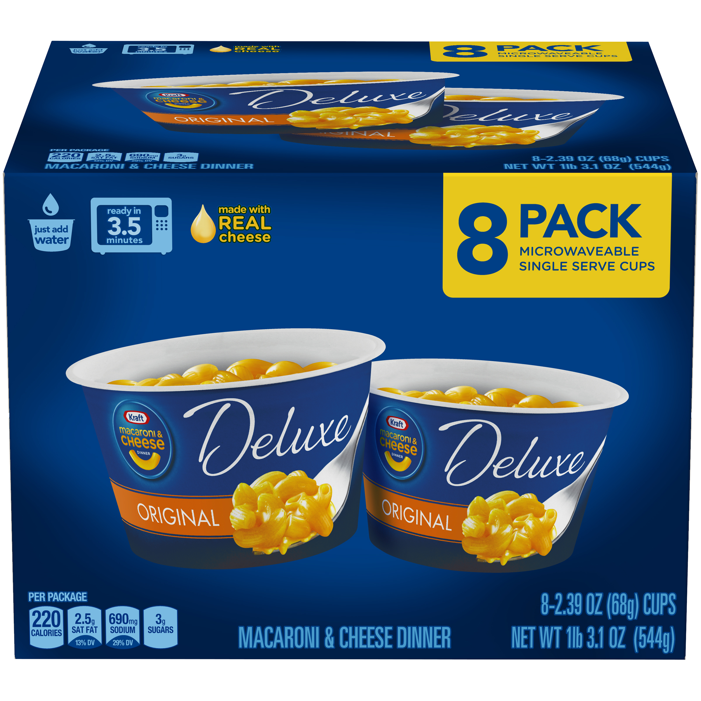 Kraft Deluxe Easy Mac Microwavable Macaroni And Cheese Cups 8 Kraft Deluxe Easy Mac Microwavable
