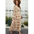 thumbnail image 6 of Women'S Boho Maxi Dress V Neck Puff Long Sleeve Ruffle A-Line Split Swing Chiffon Dresses Yellow Flowers L, 6 of 7