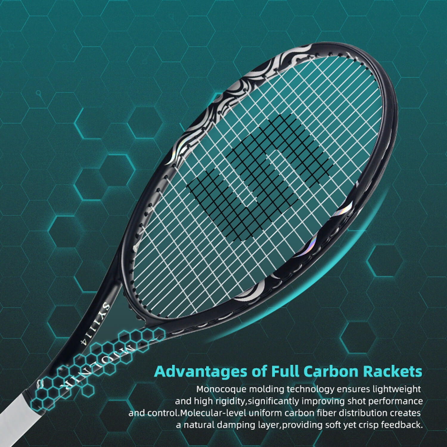 Pro Tennis Racket Lightweight 265g Full Carbon Fiber Integrated Hot Stamping Process 55LBS Adult Universal Free Bag Luxury Gear