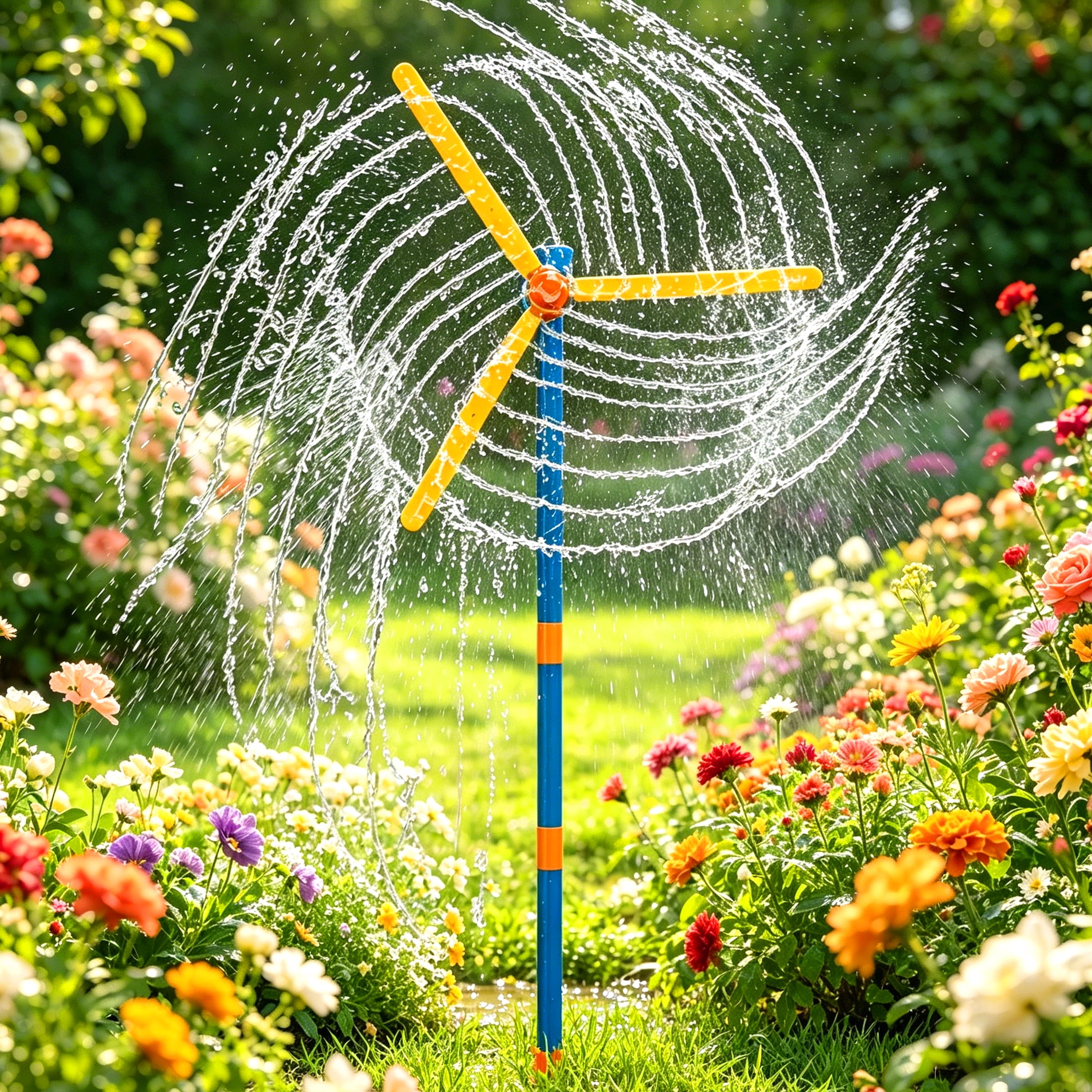 PMHZI 63-inch Kids Sprinkler Toy - 360° Rotating Spray with 36 Nozzles, Quick-Connect Lawn Sprinkler for Backyard Toddler Outdoor Play