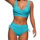 thumbnail image 1 of Gibobby Trajes de Baño para Mujer 2023 mujer nueva Split Wrap Lace Up Hollow Out Bikini Color sólido Sexy cintura alta Bikini de venta rápida(Azul claro,G), 1 of 5