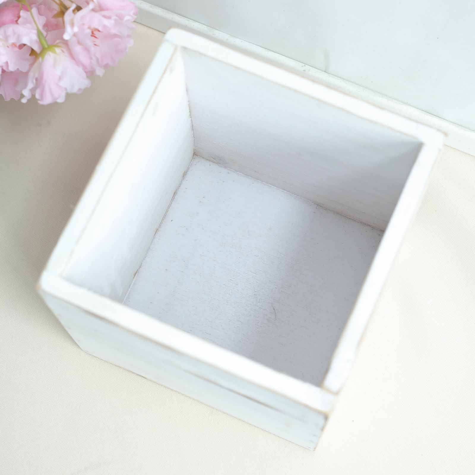 Efavormart 2 Pack | 6x6'' Whitewash Wood Planter Boxes With Plastic ...