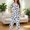 Light Blue, variant on NominalSnug Pajama Sets for Women Short Sleeve Sleepwear Wide Leg Capri Pants Loungewear Graphic Print Pjs Set