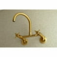 thumbnail image 2 of Kingston Brass Concord 8-Inch Adjustable Center Wall Mount Kitchen Faucet, Brushed Brass, 2 of 5