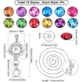 thumbnail image 2 of 1 Box 12 Styles Snap Button Lanyard ID Badge Lanyards Cute Colorful Imitation Birthstone Charms Badges Holder Stainless Steel Necklace Chain Breakaway ID Badge Lanyard for Holders Keys Gift, 2 of 9