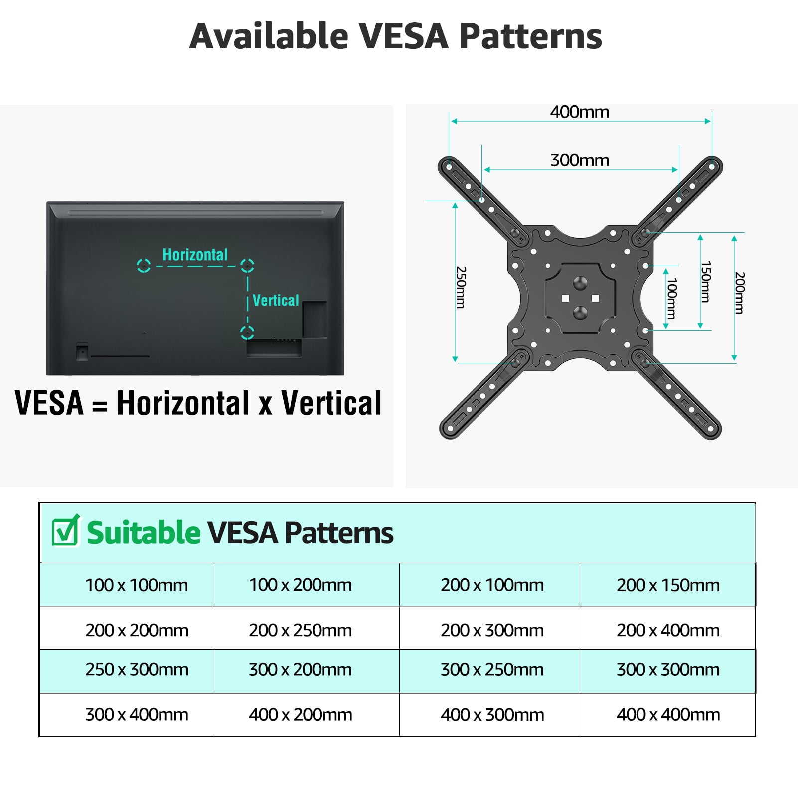 MOUNT PRO Ceiling TV Mount for Most 26-65 inch TVs, 8 Height Adjustable Settings Full Motion Swivel and Tilt Hanging TV Wall Mount Bracket, Max VESA 400x400mm, Holds up to 99 lbs