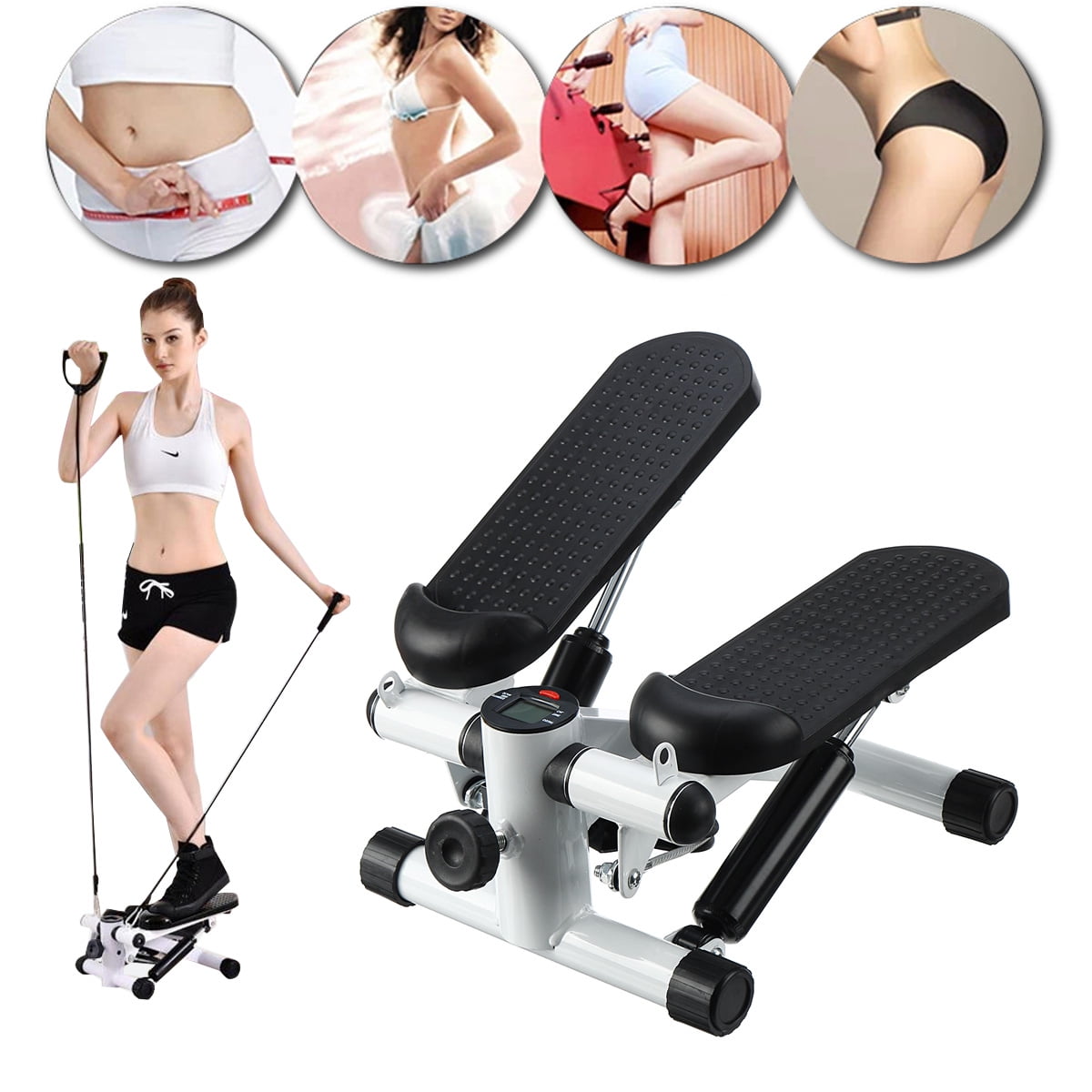 Mini Stepper Exercise Machine Fitness Home Gym Resistance Band Cardio UK Stock