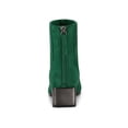 thumbnail image 2 of BLISSFUL STEP Women's Squared Toe Block Electroplated Heeled Ankle Boots Green 6, 2 of 8