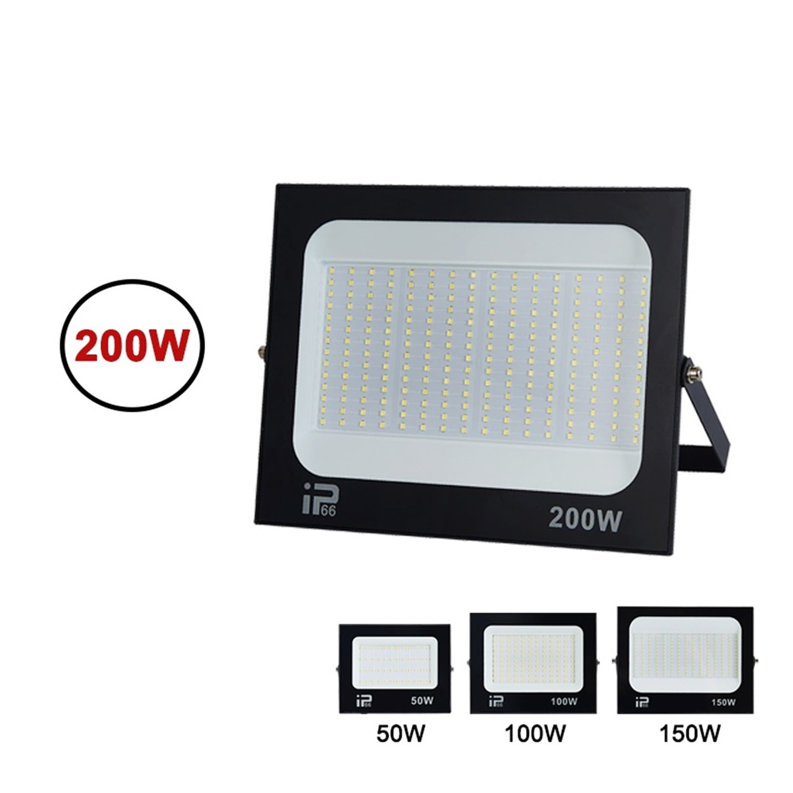 LED Flood Light Spotlight 100W 200W IP66 Waterproof LED Black Shell Garden Street Gate Wall Floodlights - Wide Angle Beam