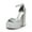 SILVER-RHINESTONE, variant on High Heels Chunky Block Platform Heels for Women Ankle Strap Sexy Open Square Toe Heels Dressy Pumps Sandals