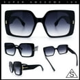thumbnail image 2 of Womens Classy 90s Designer Fashion Butterfly Plastic Rectangle Sunglasses Black - Smoke, 2 of 7