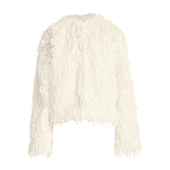 Women's Whispy Faux Fur Jacket White - XL