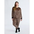 thumbnail image 2 of Joyspun Women’s Stretch Velour Long Sleeve Top, Pants, and Socks Pajama Set, 3-Piece, Sizes XS-4X, 2 of 5