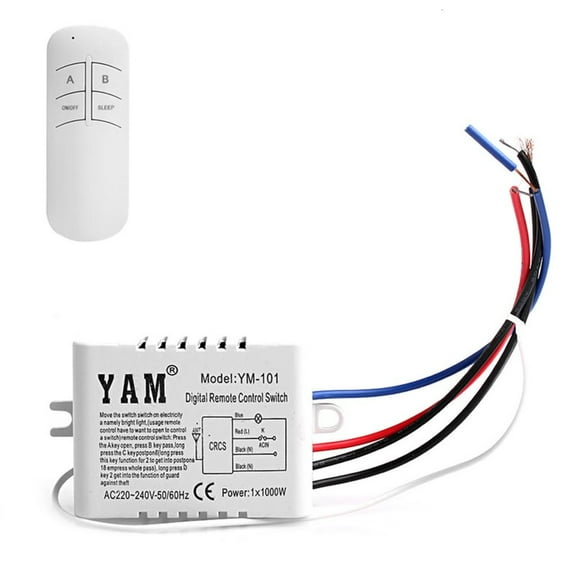 Yammee 1-way Wireless Switch & Transmitter for Ceiling Lights Lamps Fluorescent Lamps