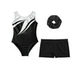 thumbnail image 3 of iiniim Kids Girls Sleeveless Rhinestones Gymnastics Leotards with Athletic Shorts and Hair Tie Figure Ice Skating Black 16, 3 of 7