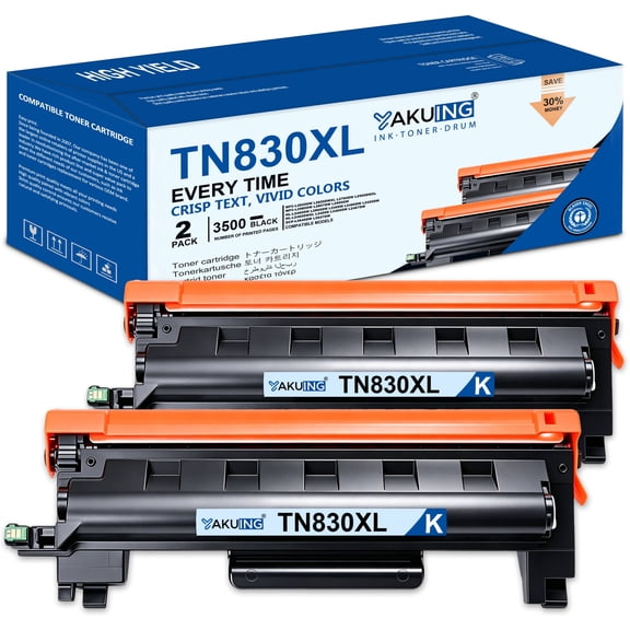 TN830XL TN 830XL Toner Cartridge Compatible for Brother TN830XL TN830 High Yield Works with DCP-L2640DW HL-L2465DW MFC-L2900DW ( 2 Black, 3500 Pages Per TN830XL Cartridge )