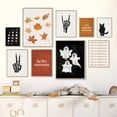thumbnail image 2 of Pintura en lienzo de arte de pared de otoño para niños, carteles e impresiones nórdicos, Gato Negro, fantasma, esqueleto, oscuro, Halloween, decoración de pared, 2 of 4
